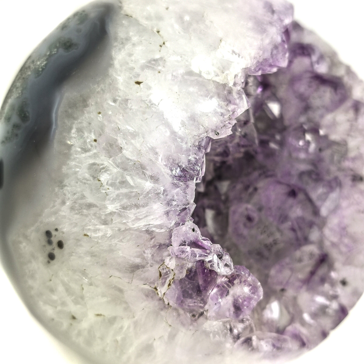 Amethyst Crystal sphere specimen, a variety of quartz, from Brazil.