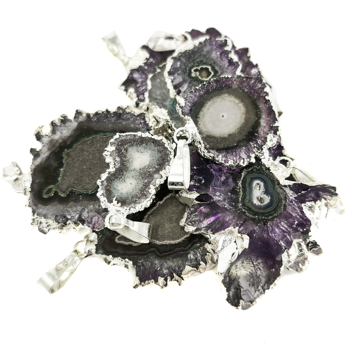 Amethyst Stalactite pendant, electroplated.
