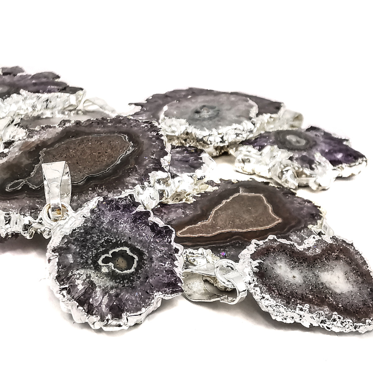 Amethyst Stalactite pendant, electroplated.