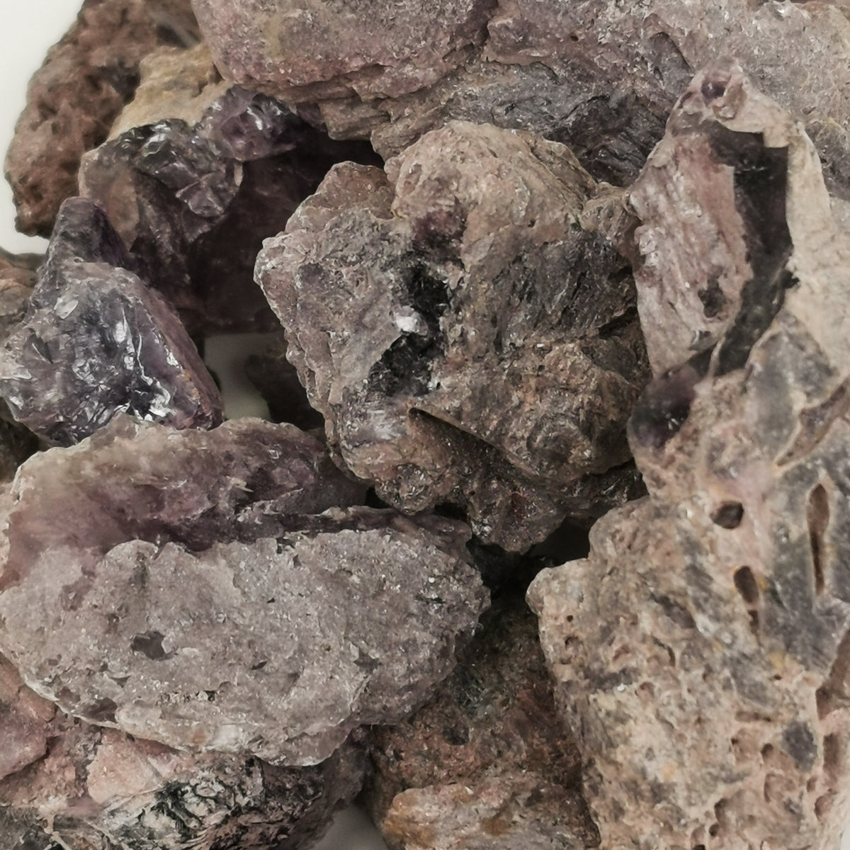 Four Peaks amethyst rough from the Four Peaks Wilderness, Tonto National Forest, Arizona, USA, lapidary-grade quartz with light lavender interior
