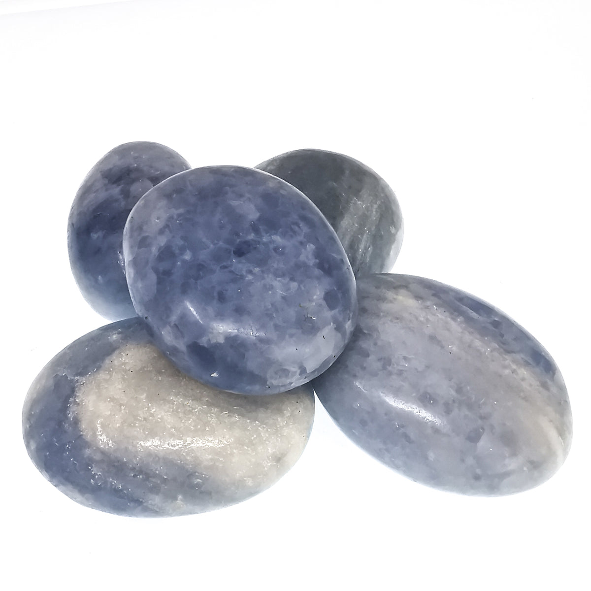 Angelite palm stone, Madagascar: group of palm stones
