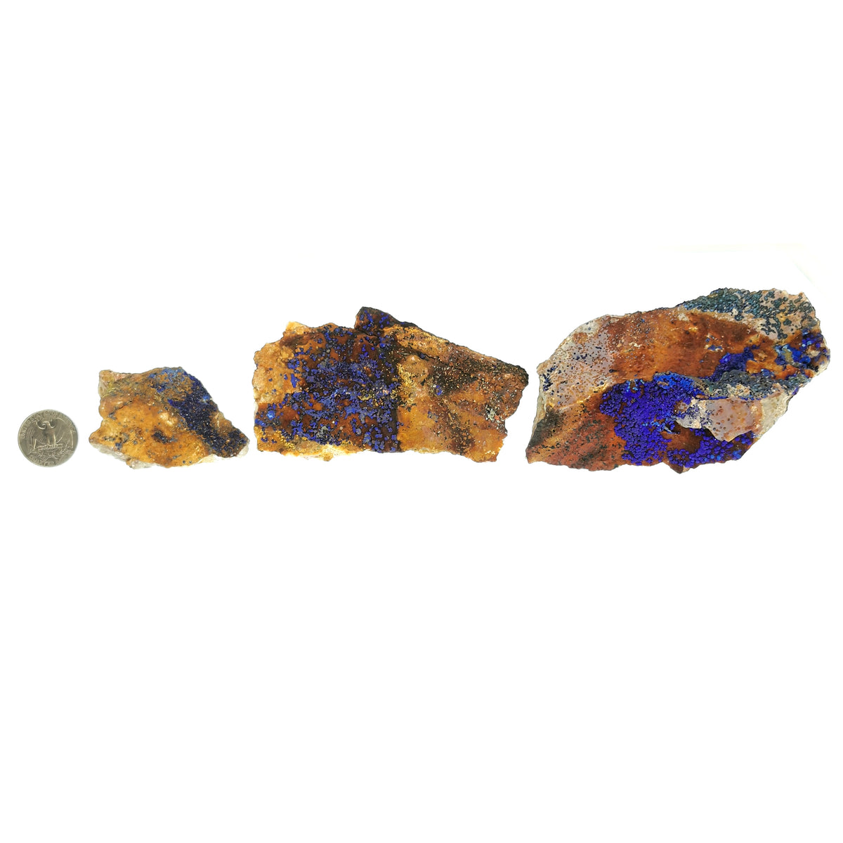 Azurite specimen, a copper carbonate, from Morocco.