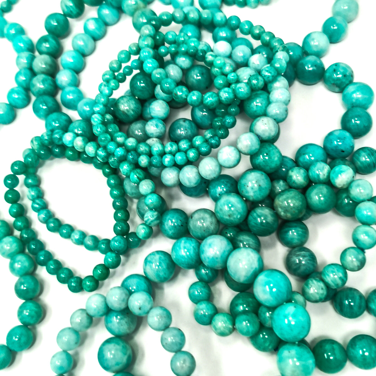Amazonite round bead bracelet – pile of bracelets