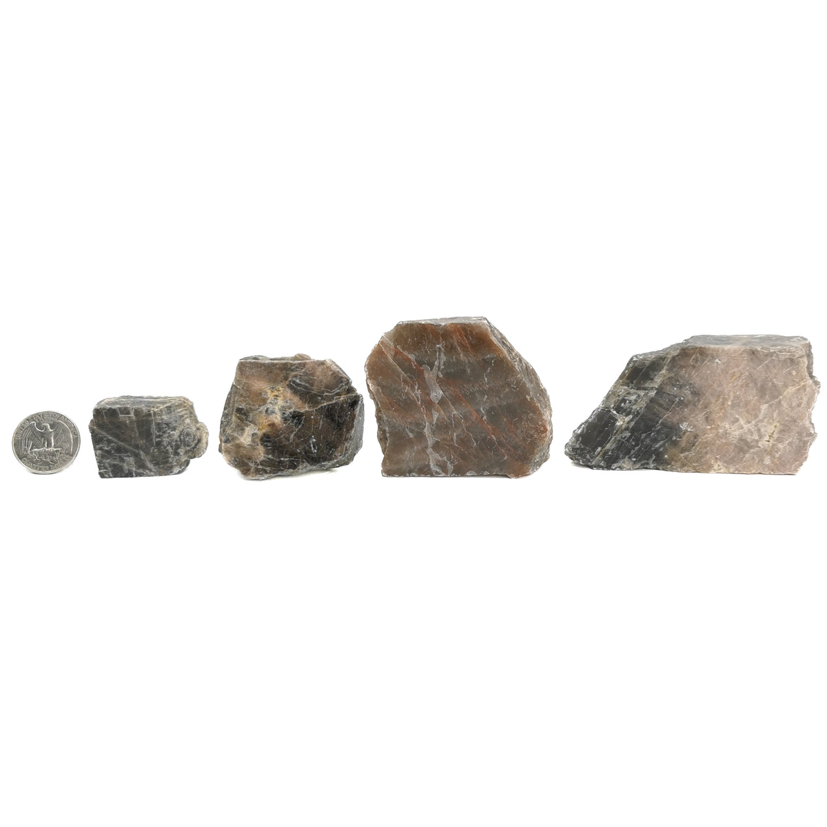 Black Moonstone specimen, a feldspar, from Madagascar.