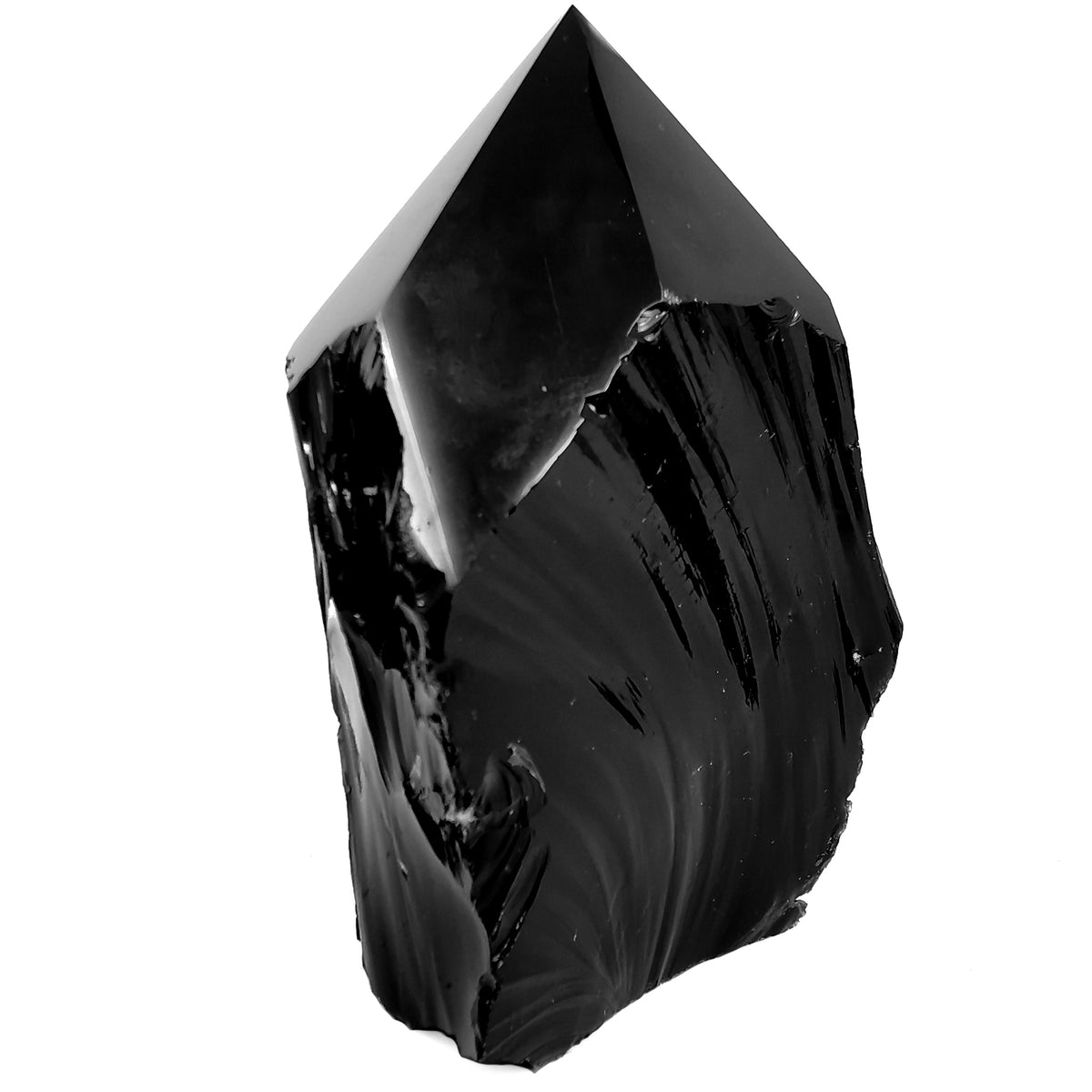 Black Obsidian power point, a volcanic glass, from Mexico.