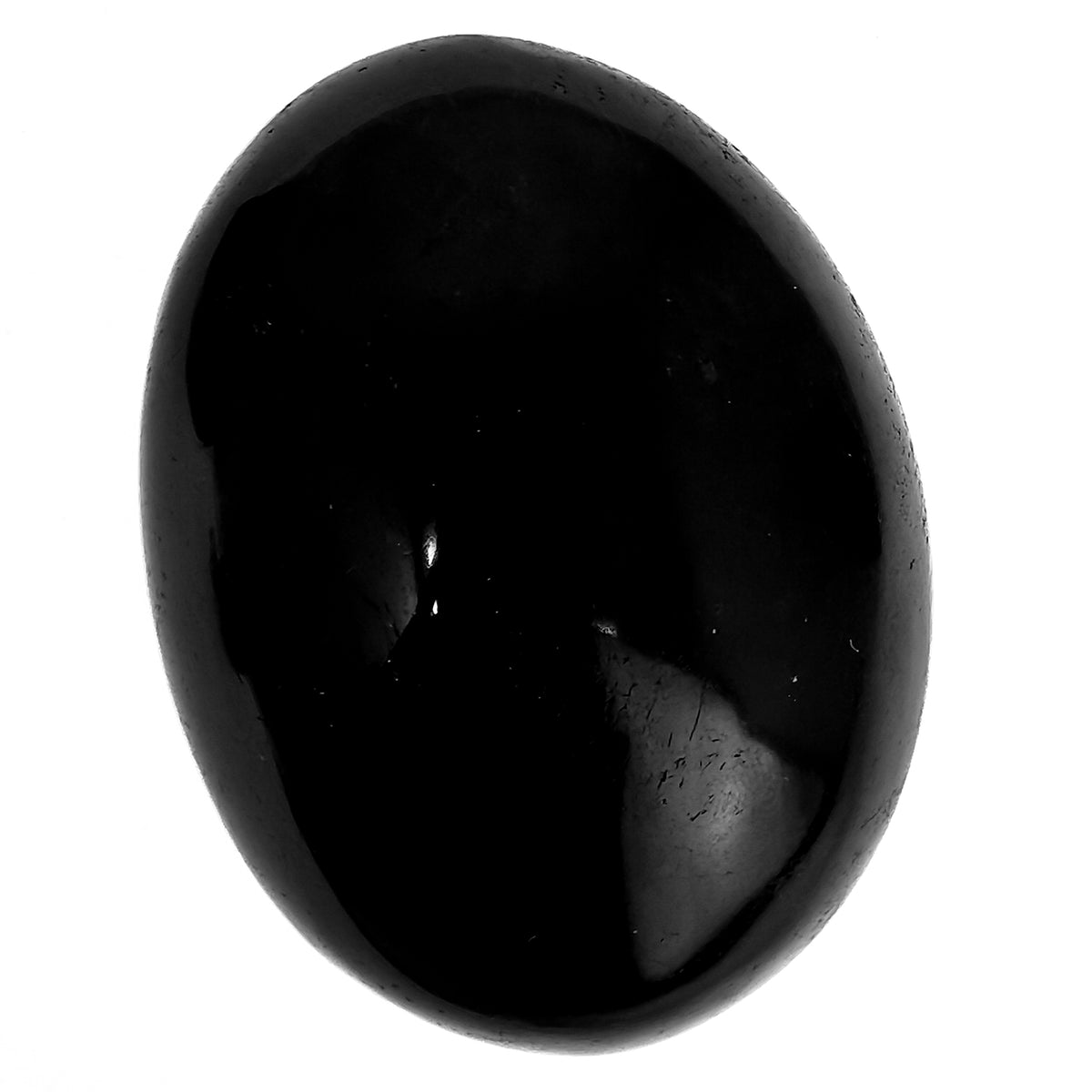 Black Tourmaline palm stone, a tourmaline group mineral, from Madagascar.