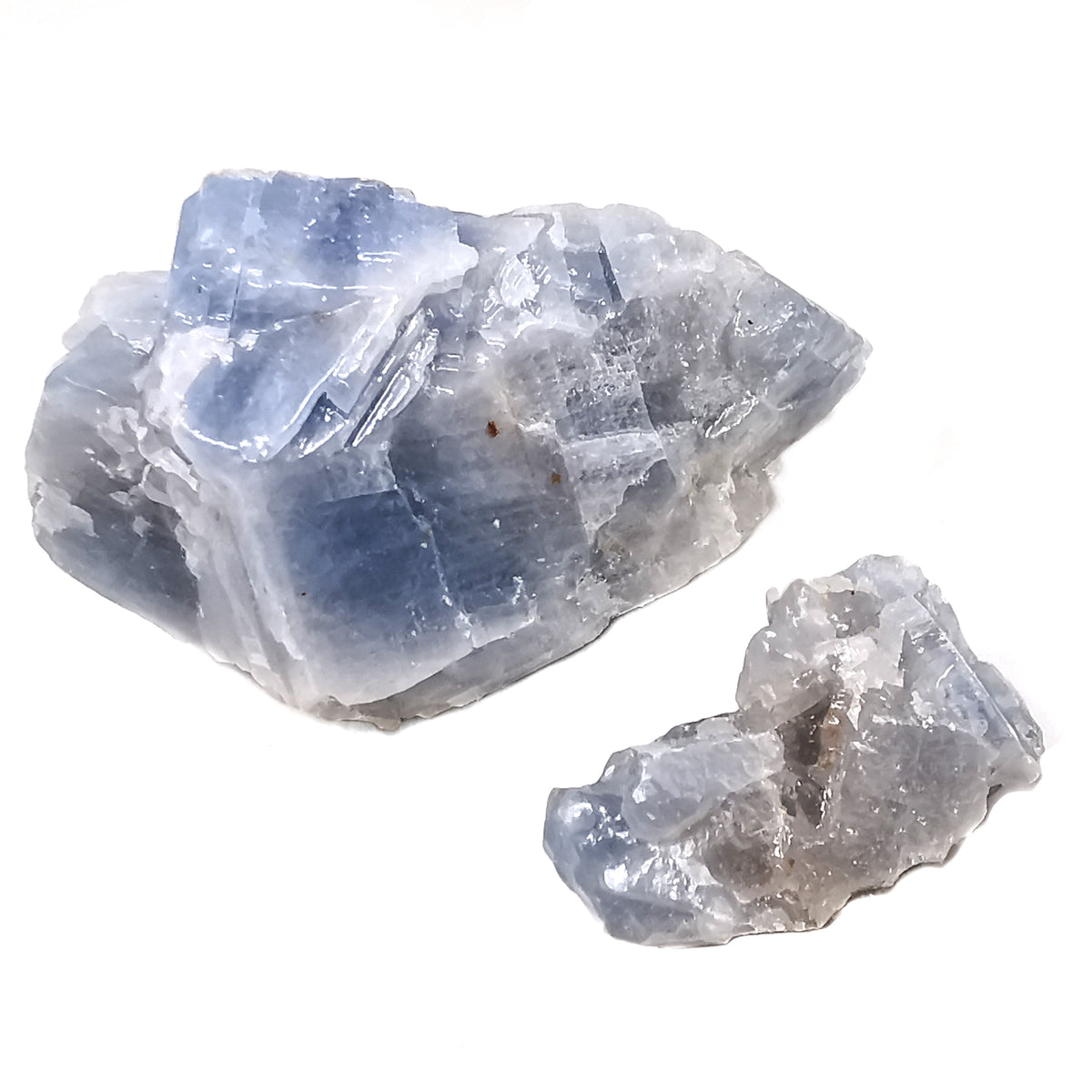 Blue Calcite specimen, calcium carbonate, from Mexico.