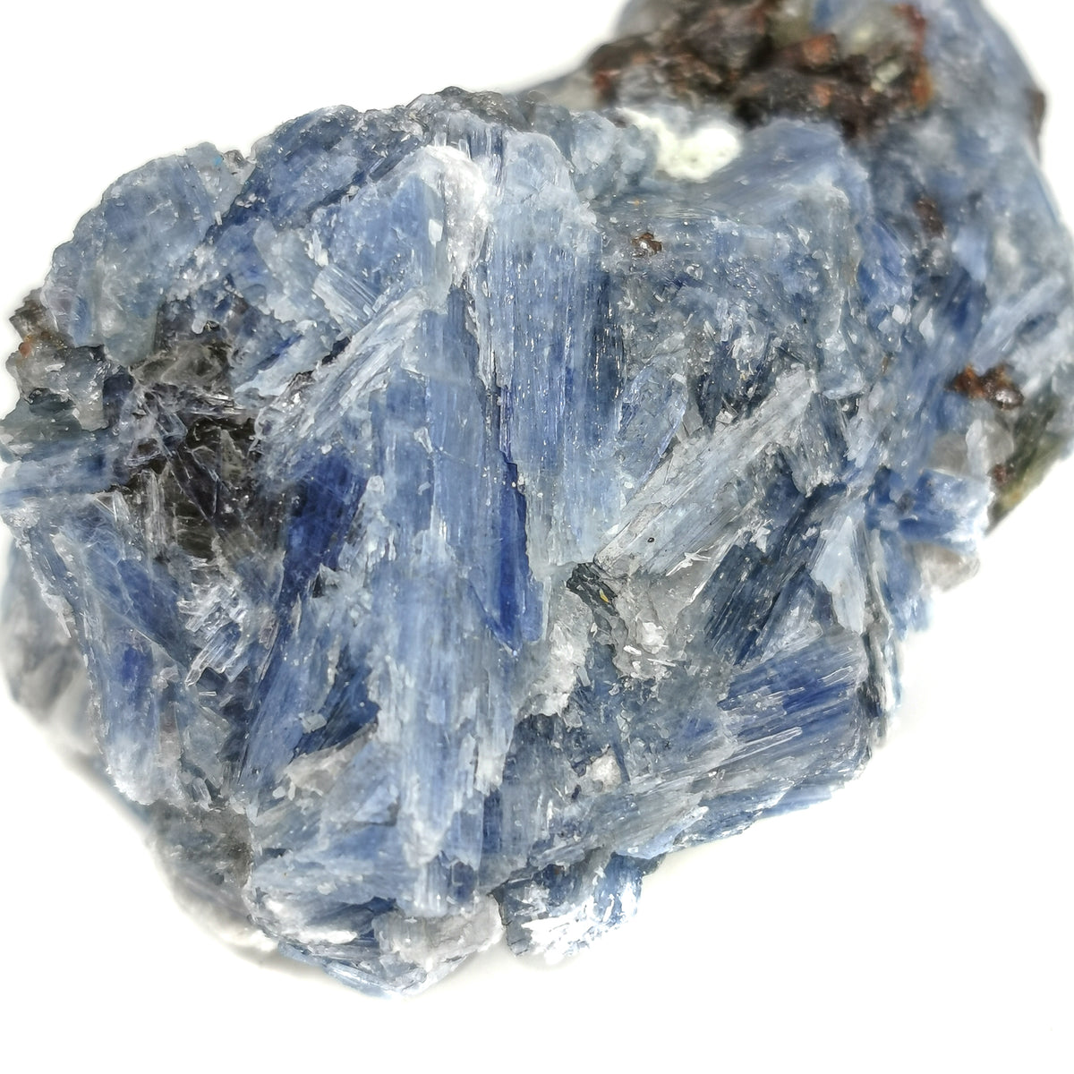 Blue kyanite from Brazil – blades on matrix, close up