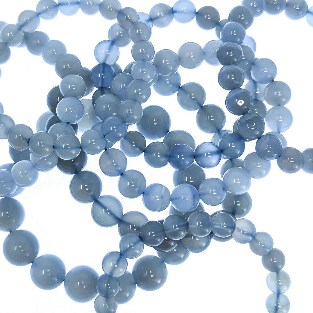 Blue Chalcedony bead bracelet with Blue Lace Agate.