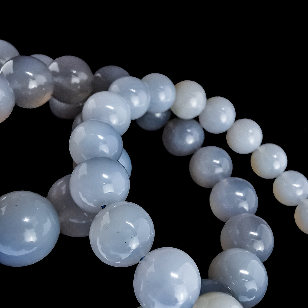 Blue Chalcedony bead bracelet with Blue Lace Agate.