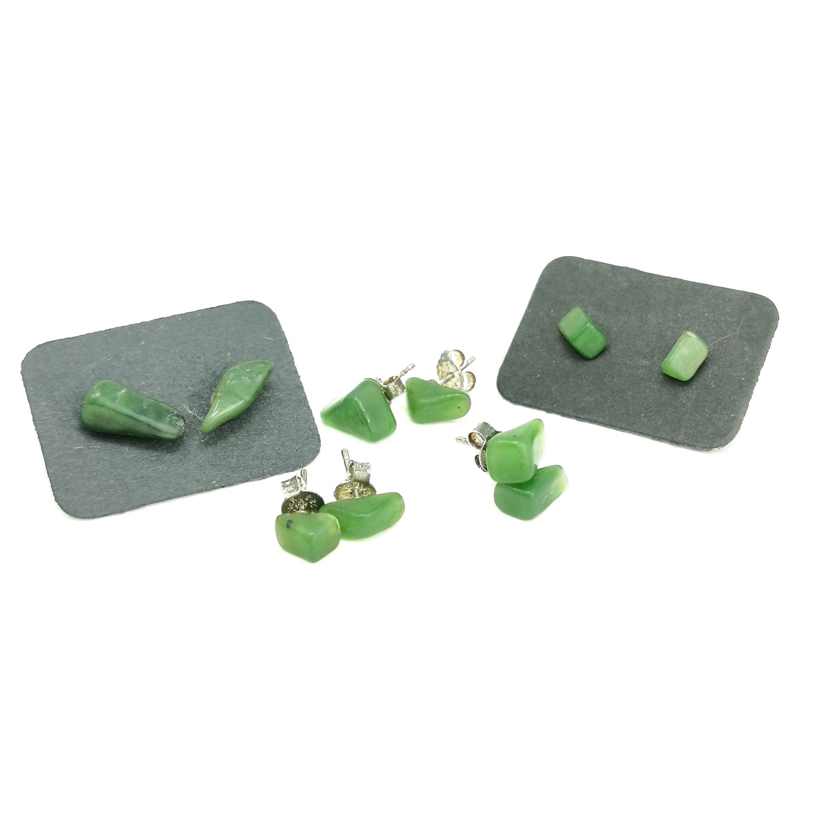 BC Jade Stud earrings in sterling 925 silver with BC Nephrite Jade.