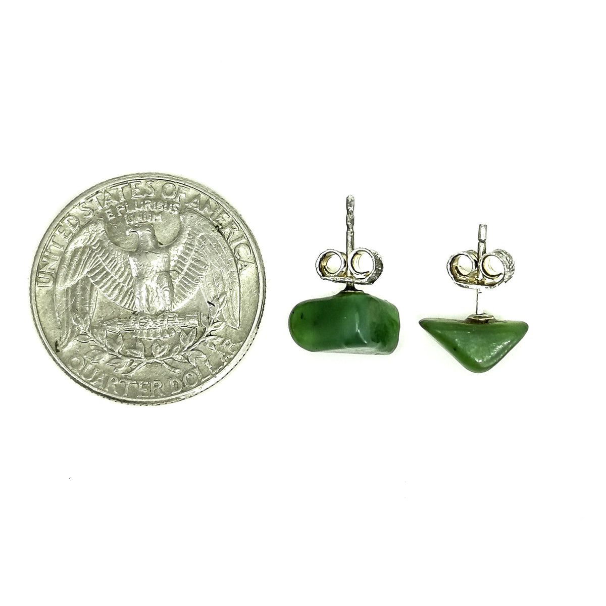 BC Jade Stud earrings in sterling 925 silver with BC Nephrite Jade.