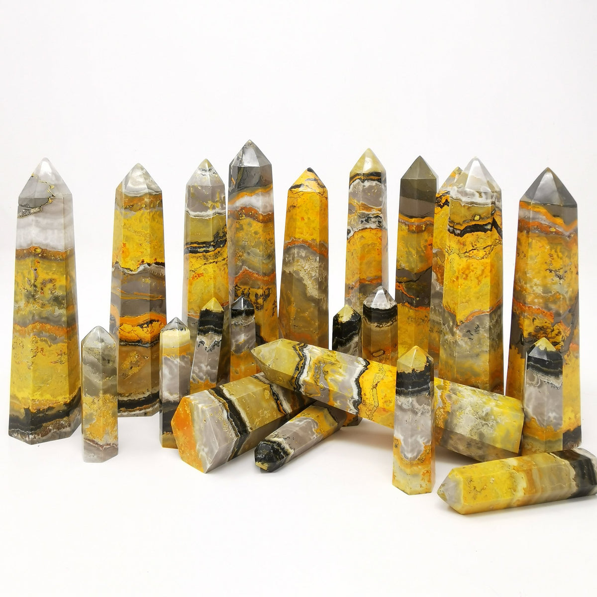 Bumblebee Jasper obelisk from Papandayan Volcano, West Java Province, Indonesia.