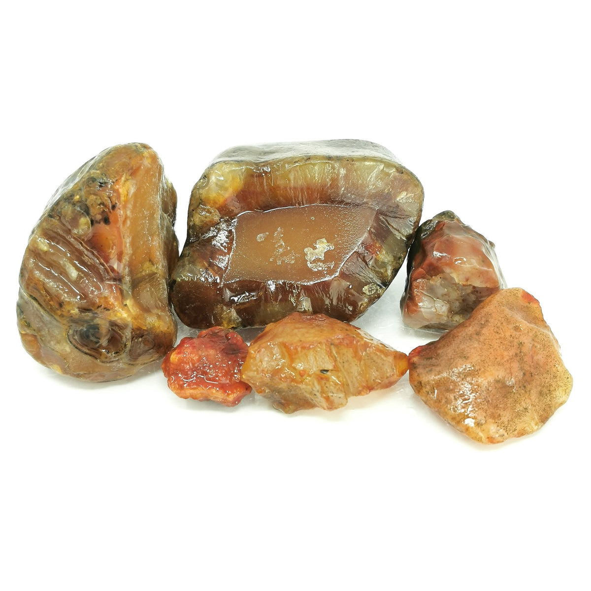 Carnelian rough from Oregon – group of river-worn pieces