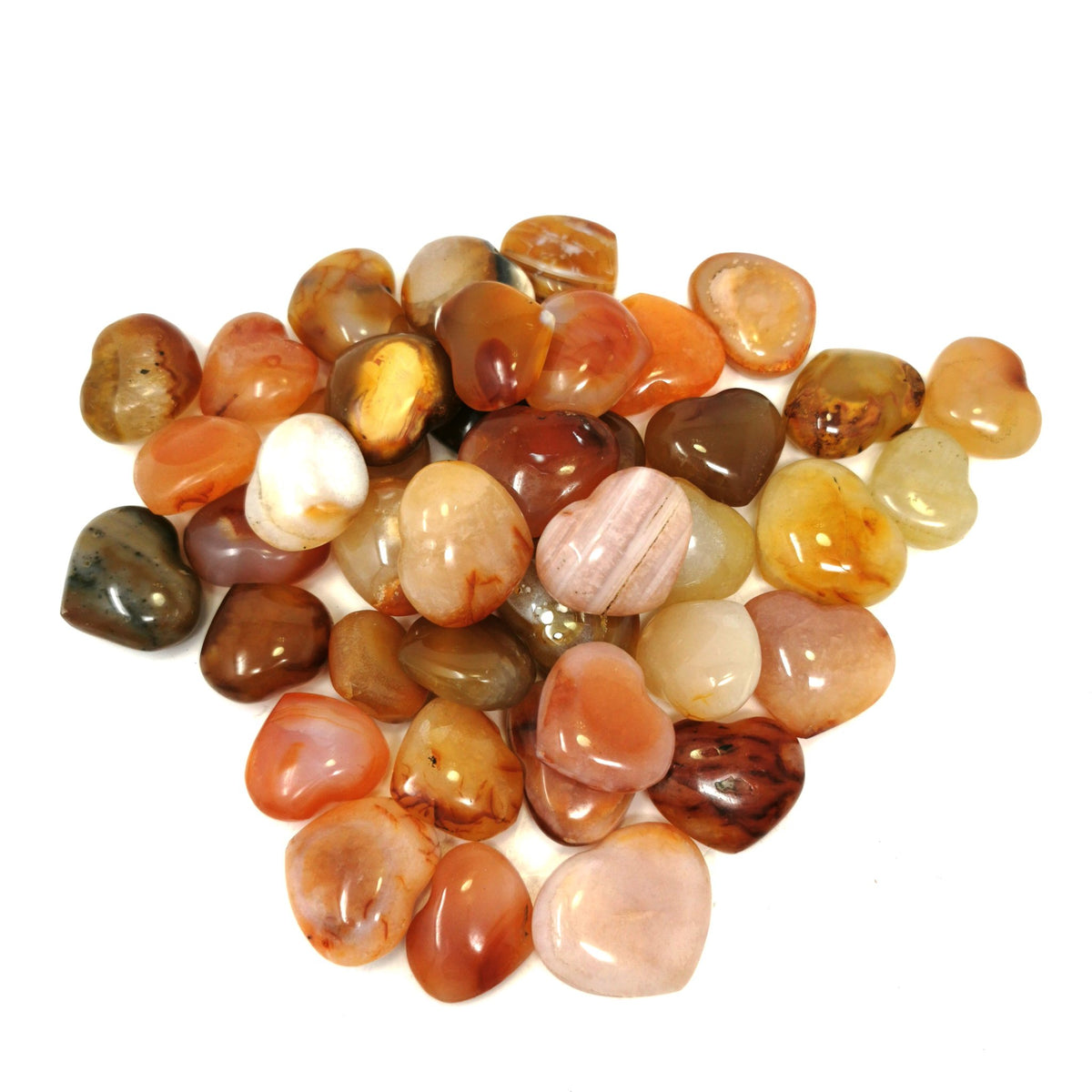 Carnelian heart, a variety of chalcedony, from Madagascar.