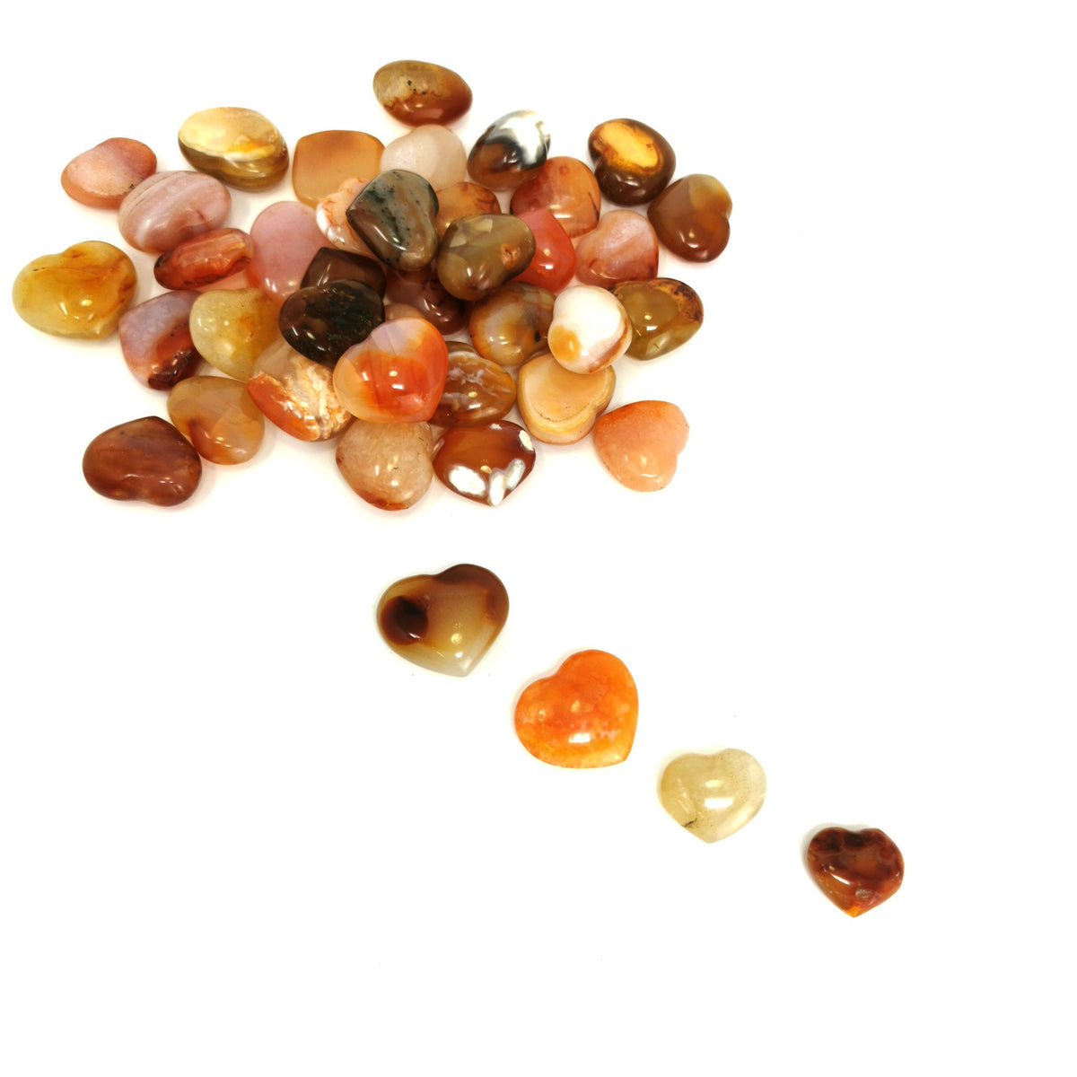 Carnelian heart, a variety of chalcedony, from Madagascar.