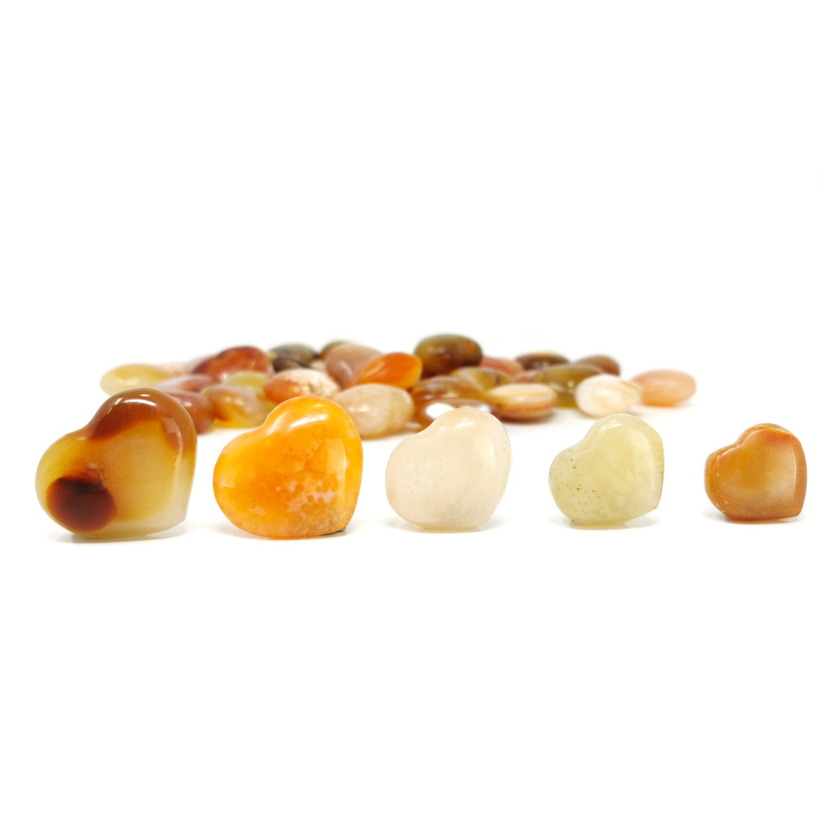 Carnelian heart, a variety of chalcedony, from Madagascar.