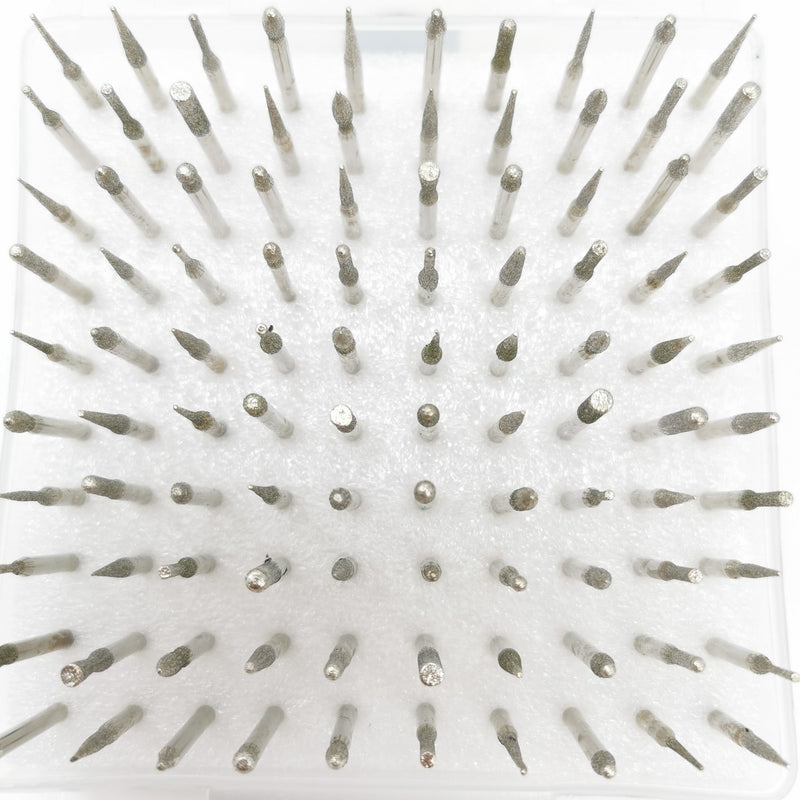 150g Diamond Plated Burr Set - Assorted Head Shapes 100 Pcs