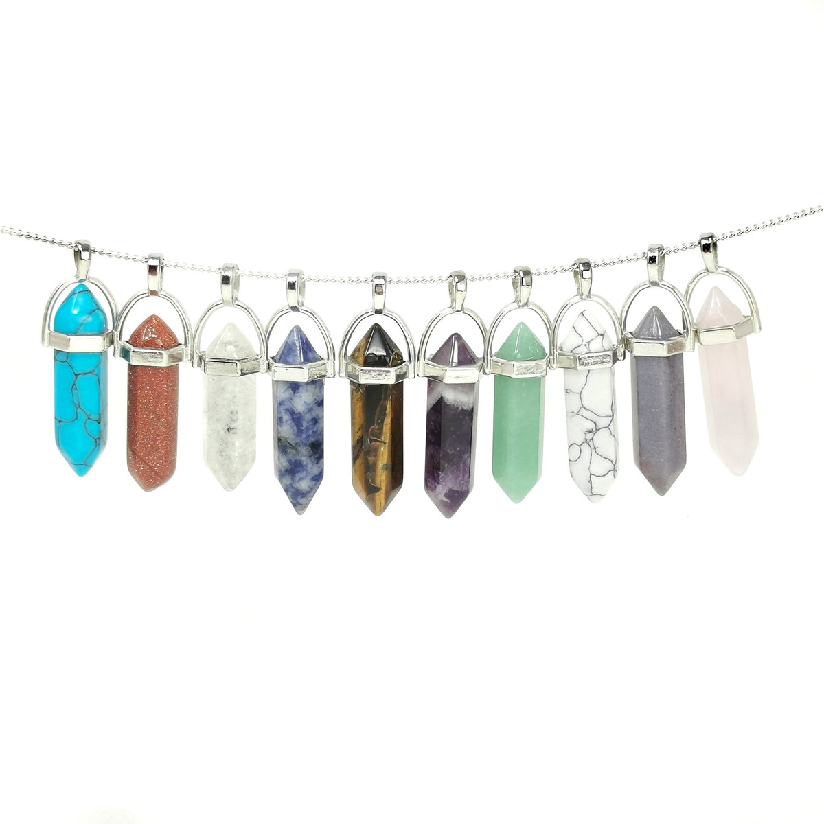 Double terminated crystal pendant: assorted pendants