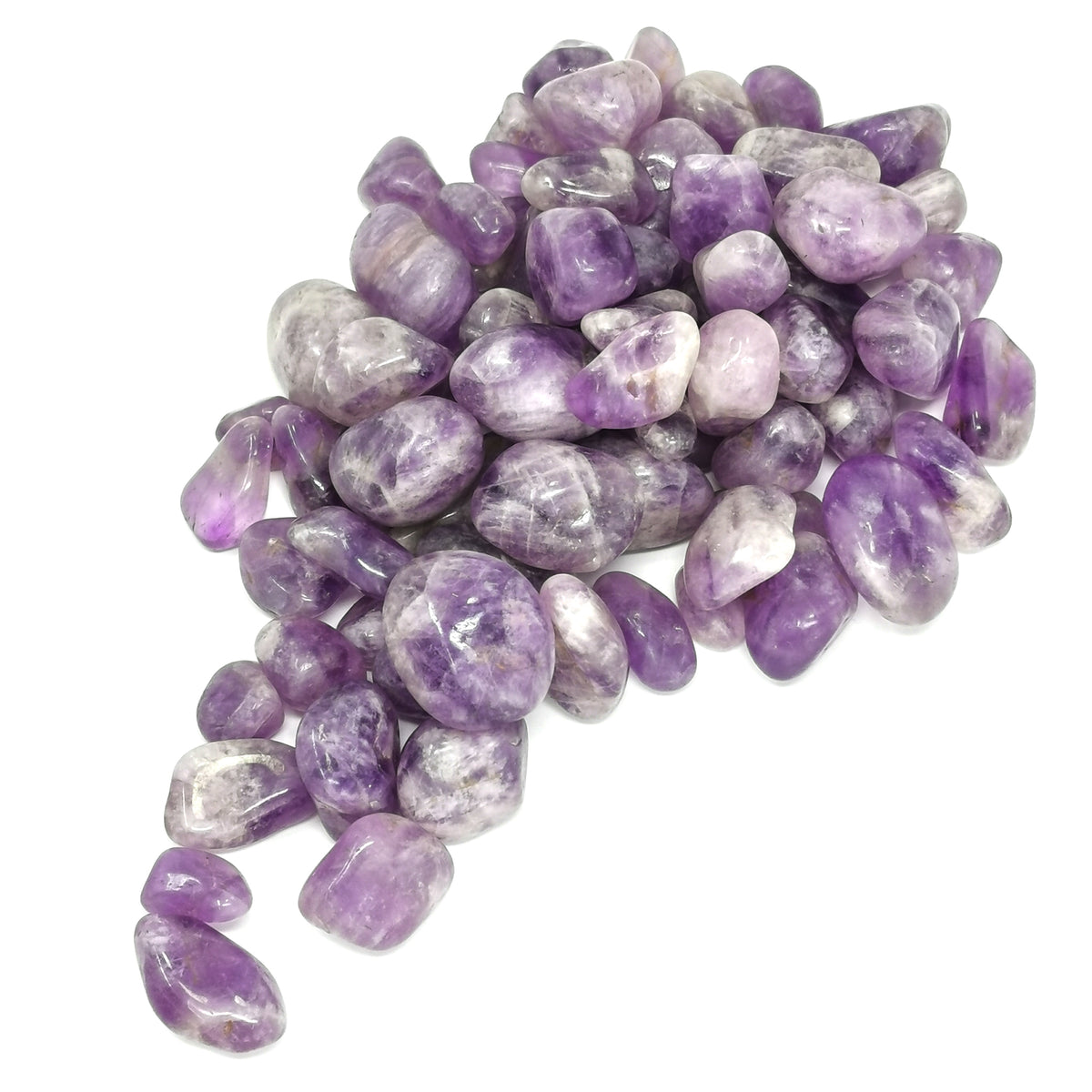 Dream Amethyst tumble, a variety of quartz.
