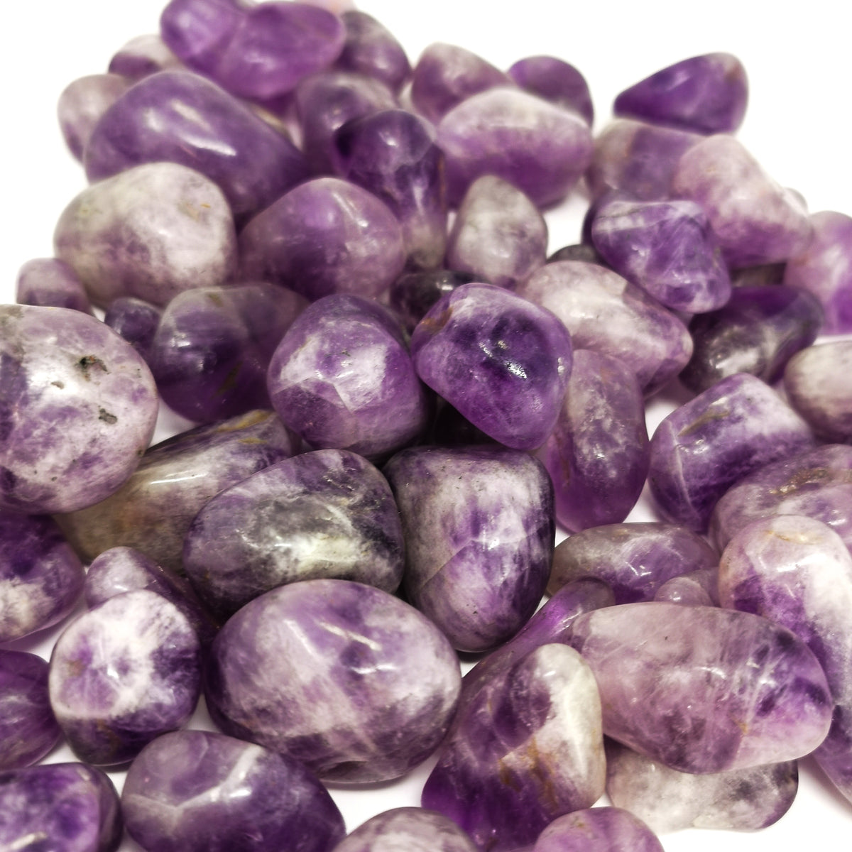 Dream Amethyst tumble, a variety of quartz.