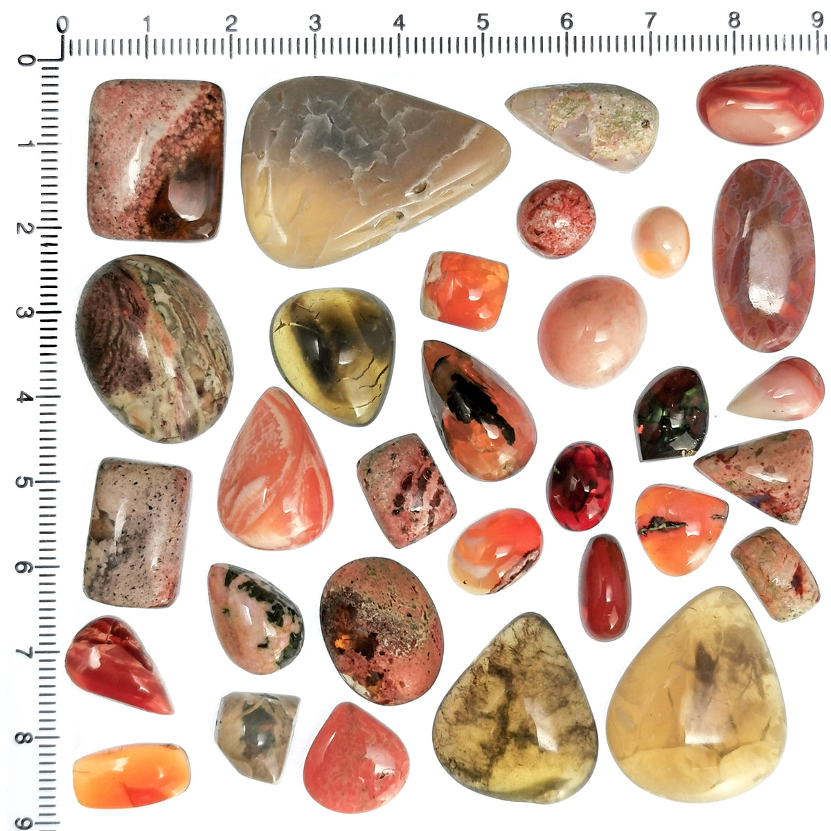 Fire Opal cabochon, hydrated silica, from Mexico.