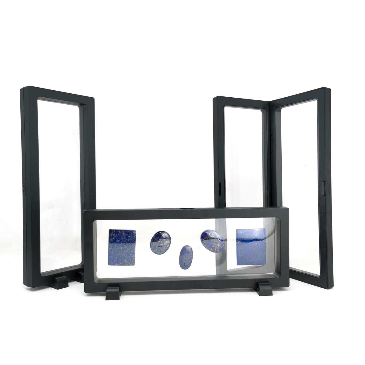 Floating Frame Rectangle display, made of plastic and magic stretchy material.