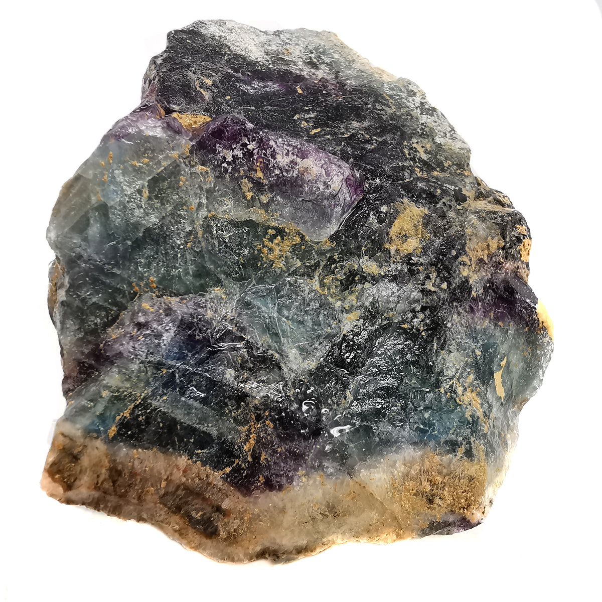 Rainbow fluorite rough from Namibia – banded piece, close view