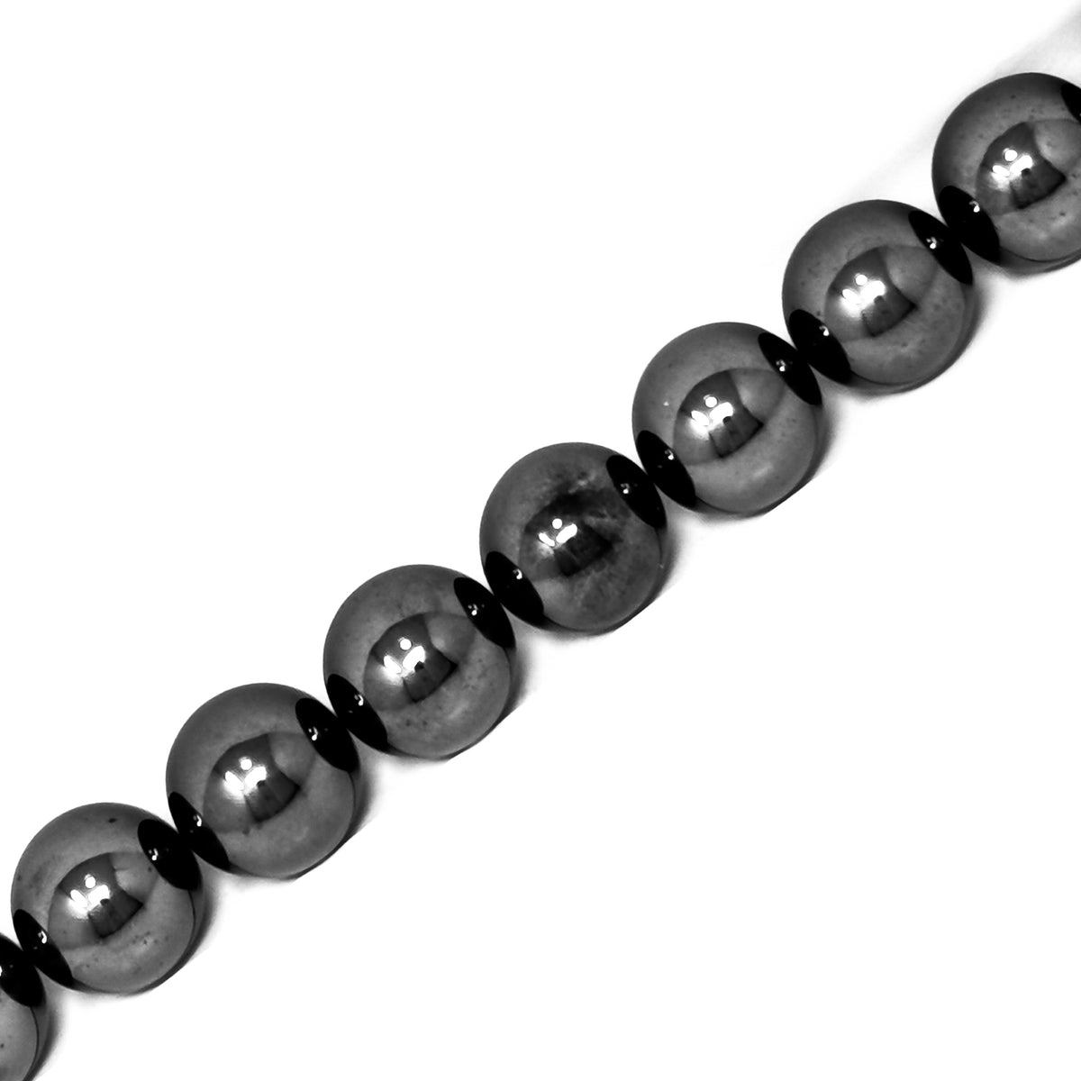Man-made hematite mini sphere: close view of polished spheres