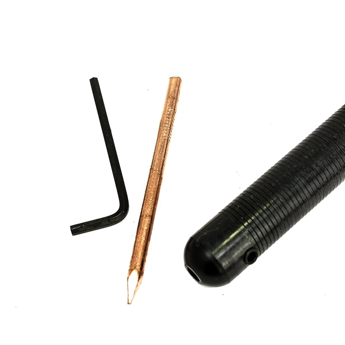Ishi Stick flintknapping, made of copper point and flexible plastic.