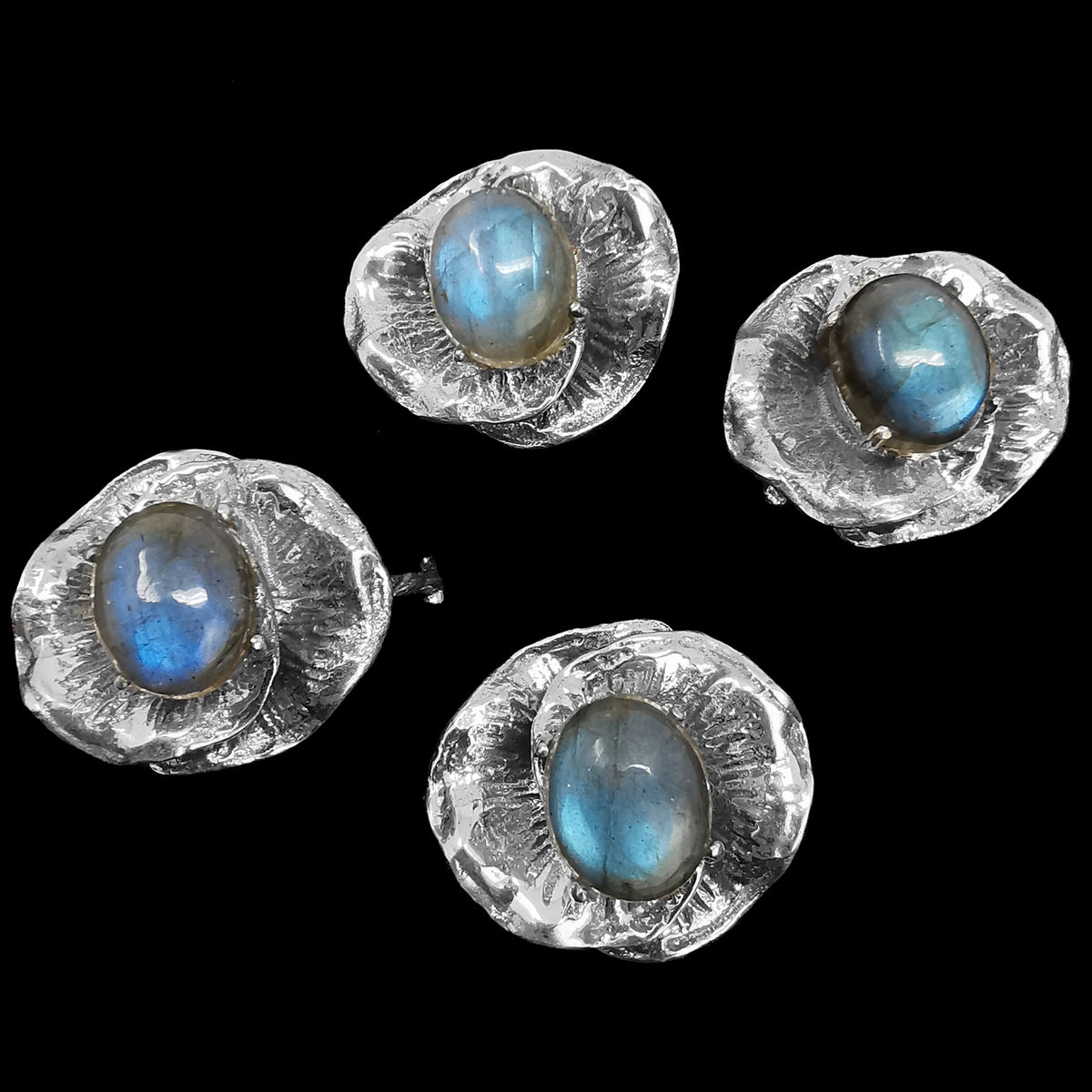 Labradorite Lily Pad ring in sterling silver.