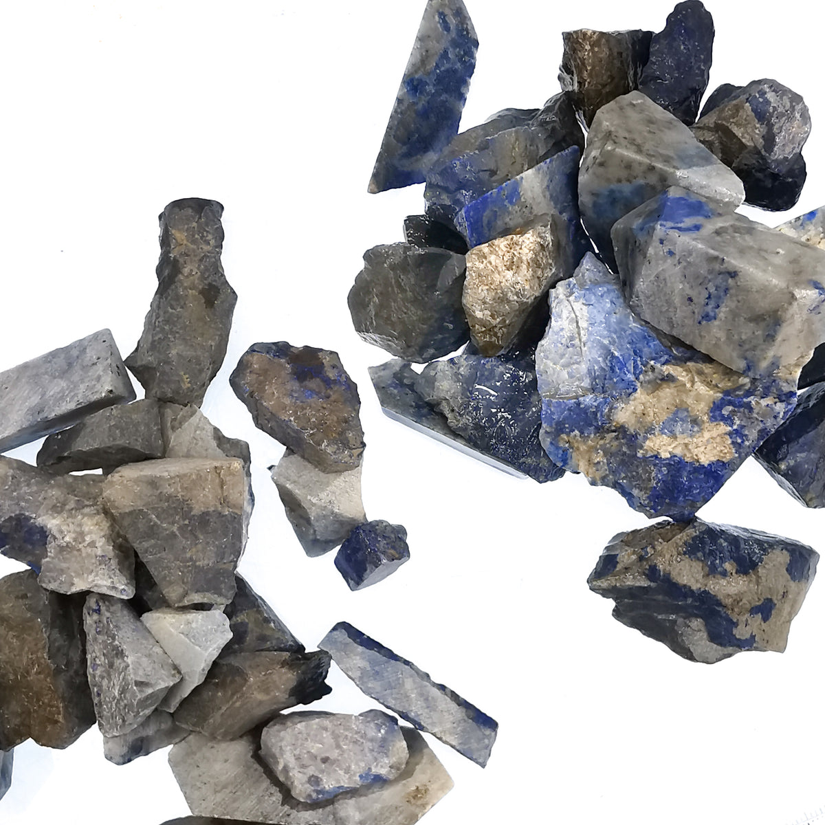 Lapis lazuli rough from Afghanistan – spread of rough pieces