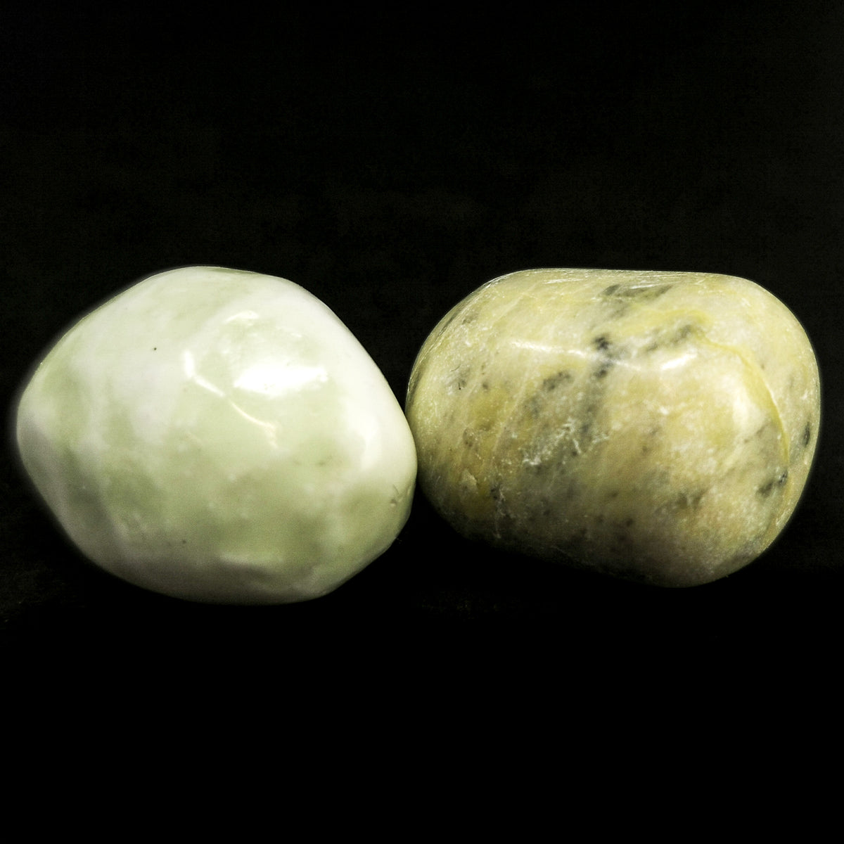 Lemon Chrysoprase tumble, a variety of chalcedony, from Australia.