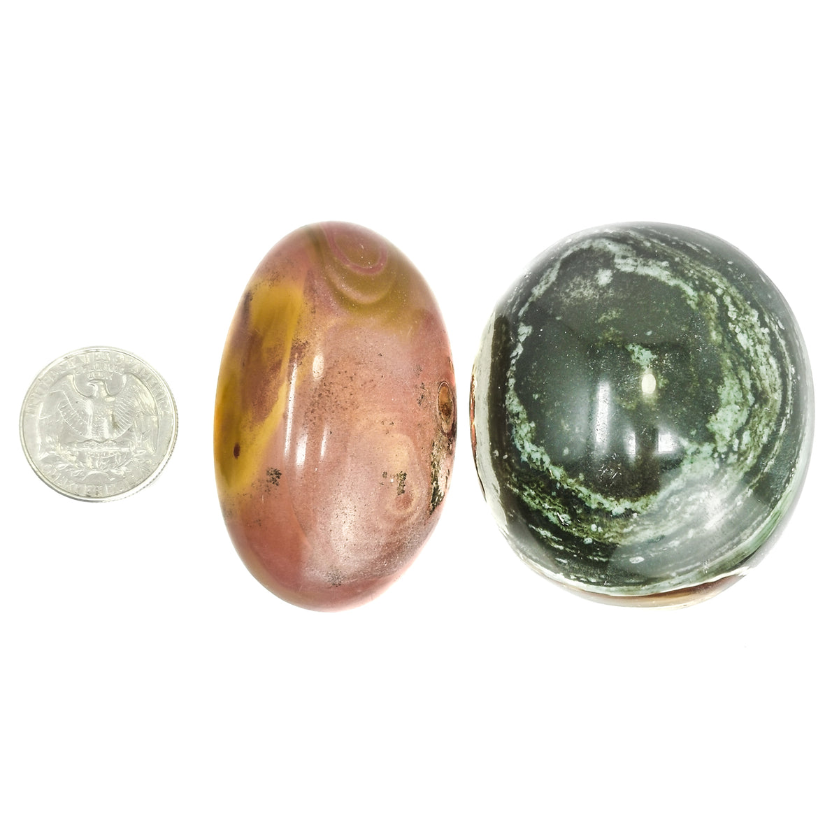 Chrome Jasper palm stone from Madagascar.