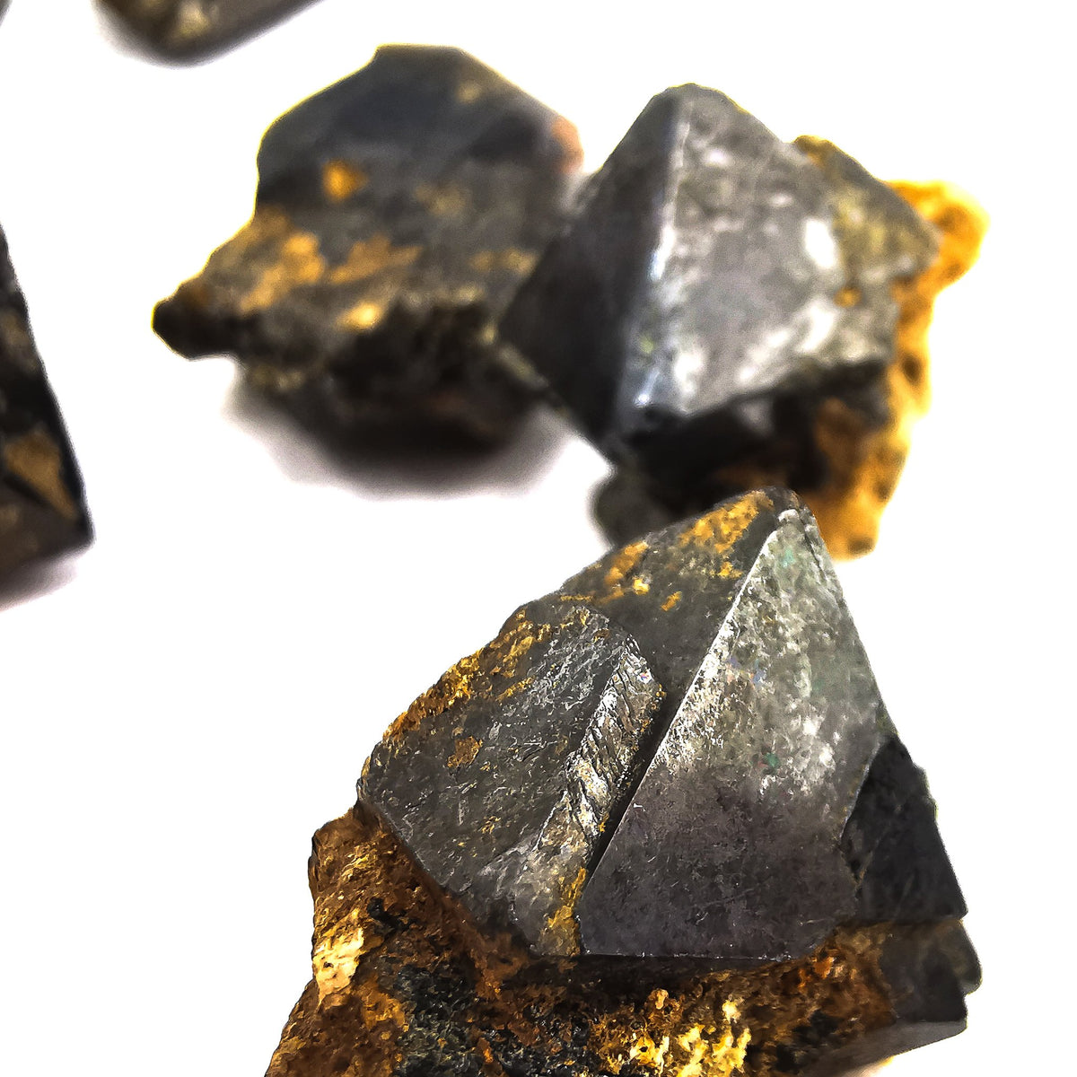 Magnetite octahedron, Morocco: close view of octahedron