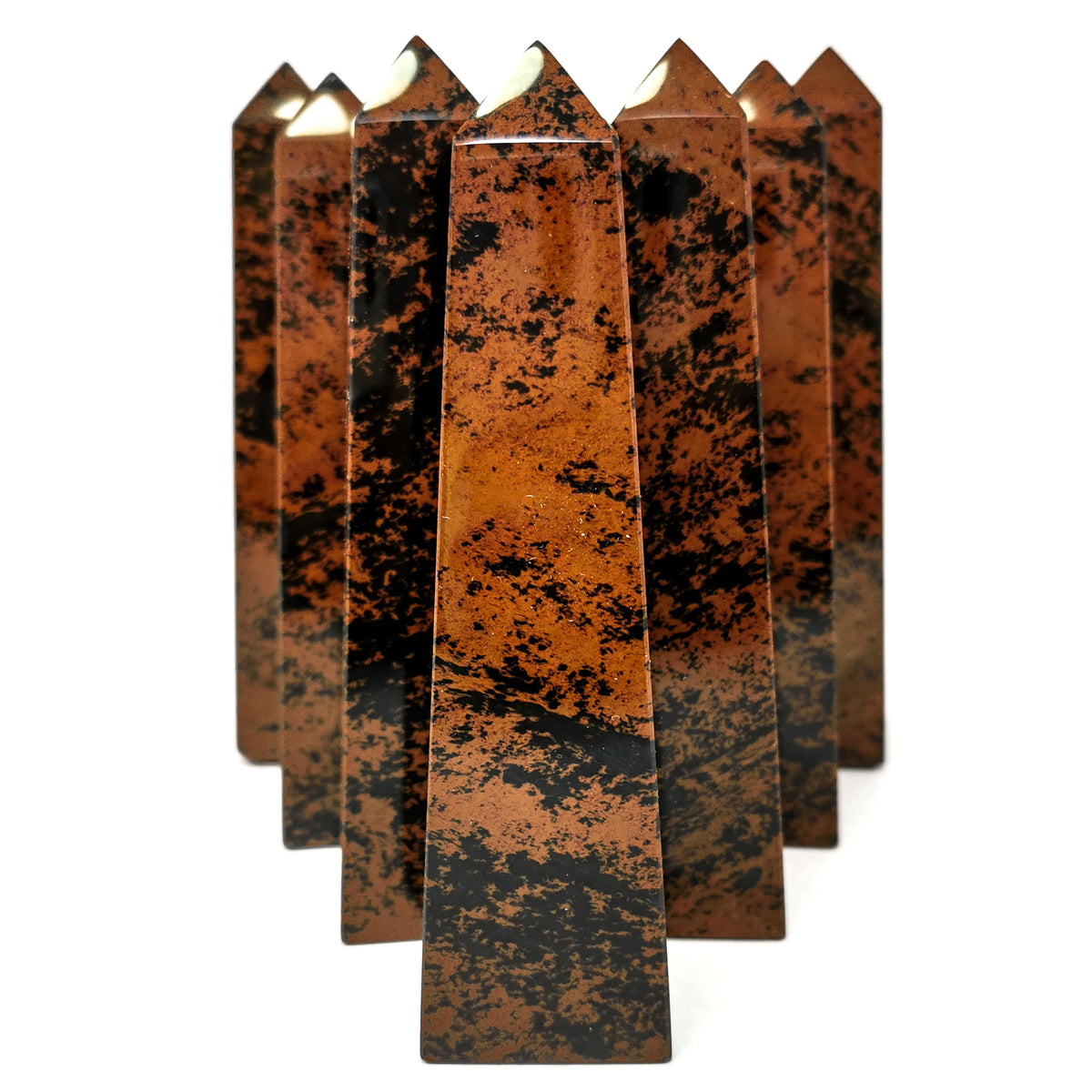 Mahogany Obsidian obelisk, a volcanic glass, from Mexico.