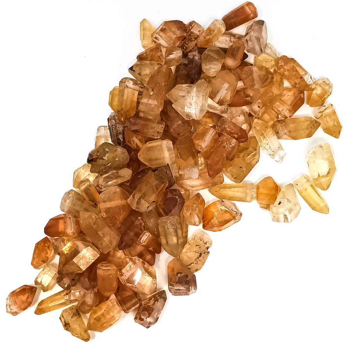 Mandarin quartz point pendant: faceted root