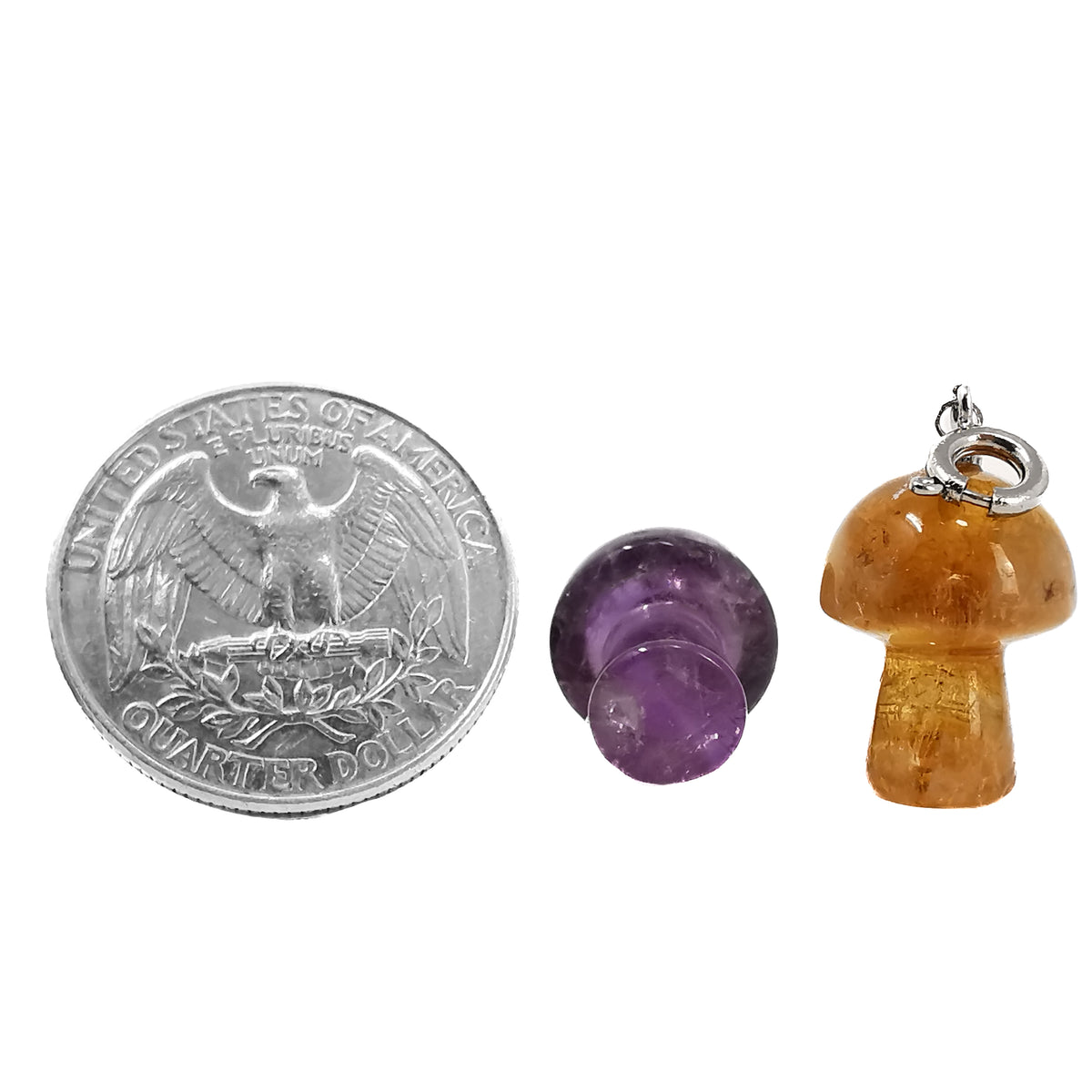 Mini mushroom charm – charms beside a coin