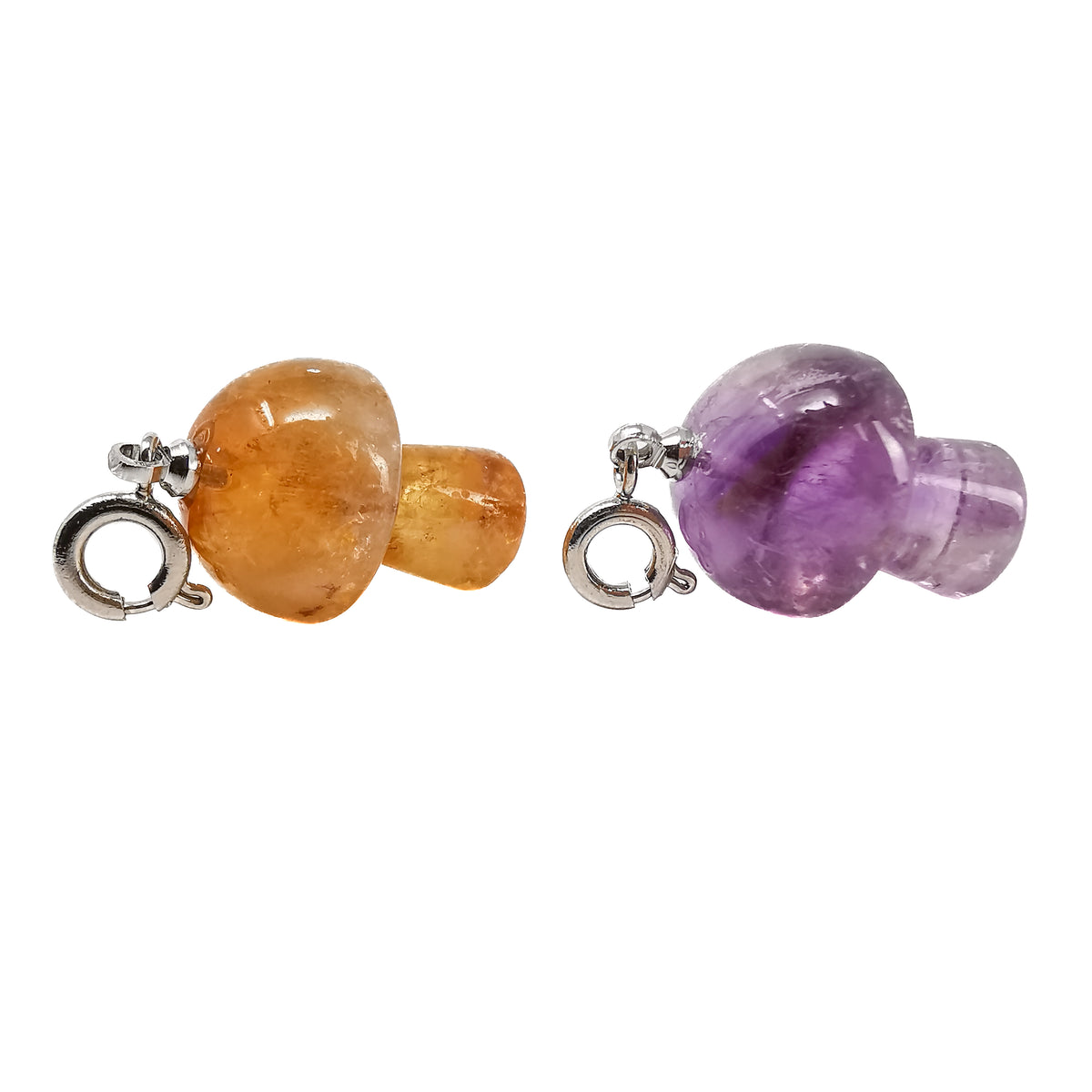 Mini mushroom charm – citrine and amethyst charms