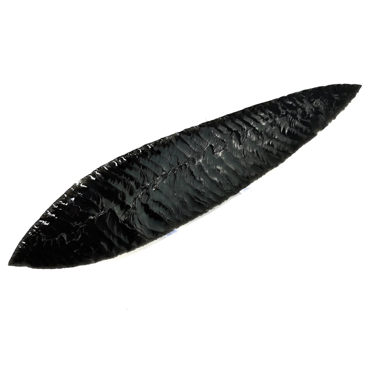 Obsidian biface, a volcanic glass, from Mexico.
