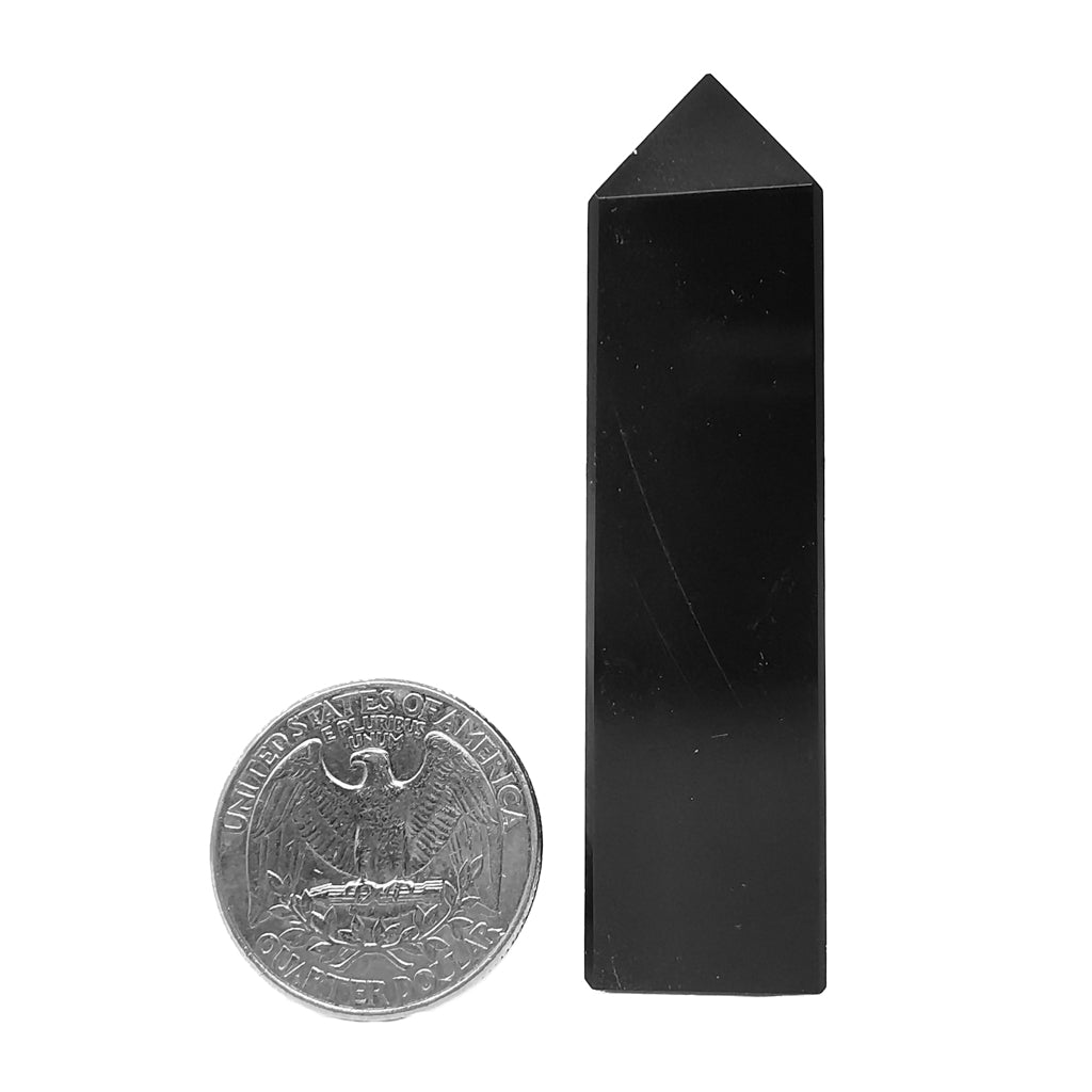 Obsidian obelisk, a volcanic glass.