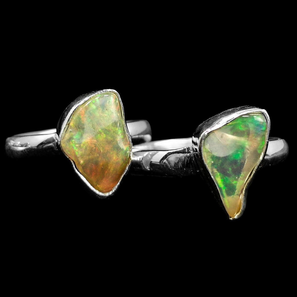 Opal Freeform ring in sterling silver with Ethiopian Opal.