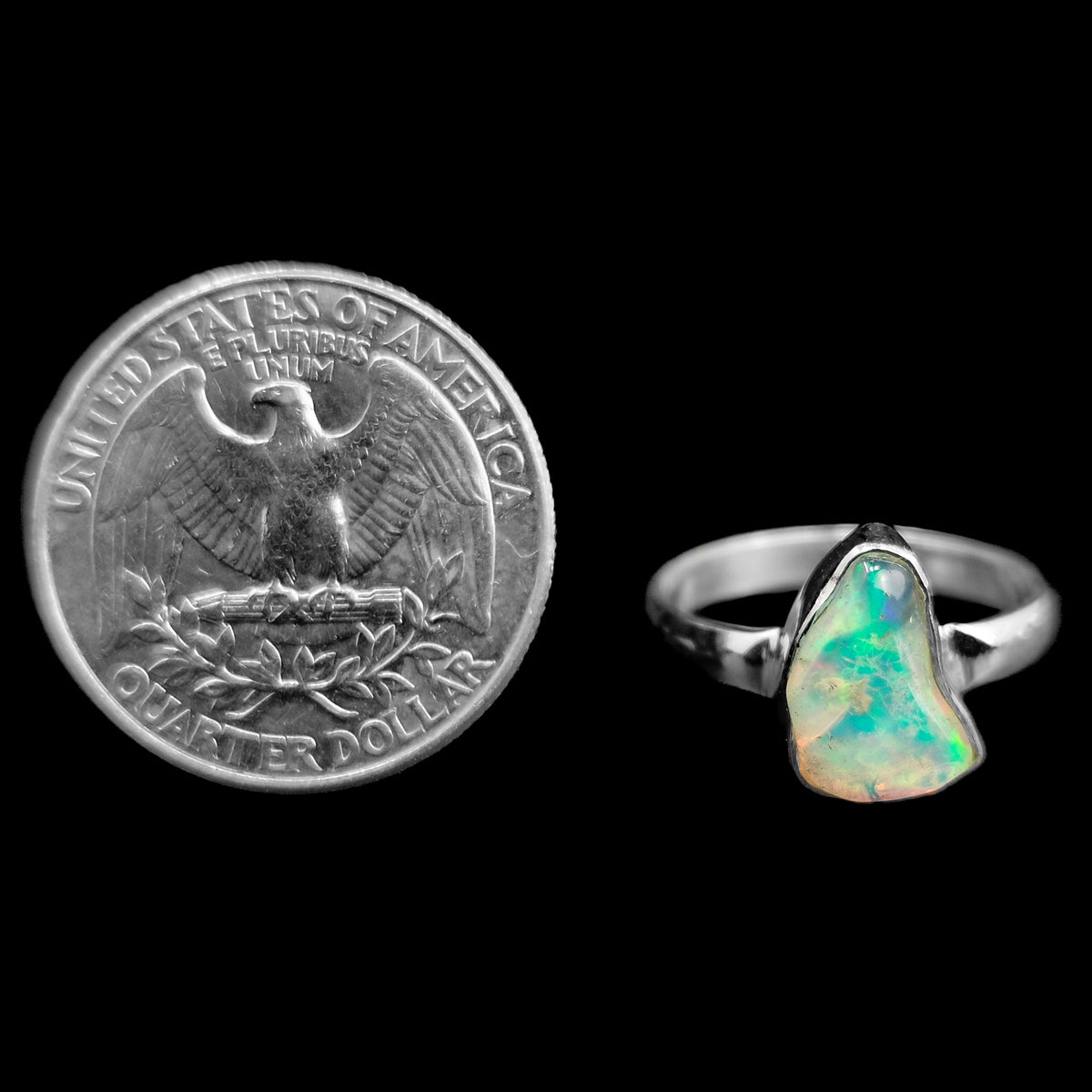 Opal Freeform ring in sterling silver with Ethiopian Opal.