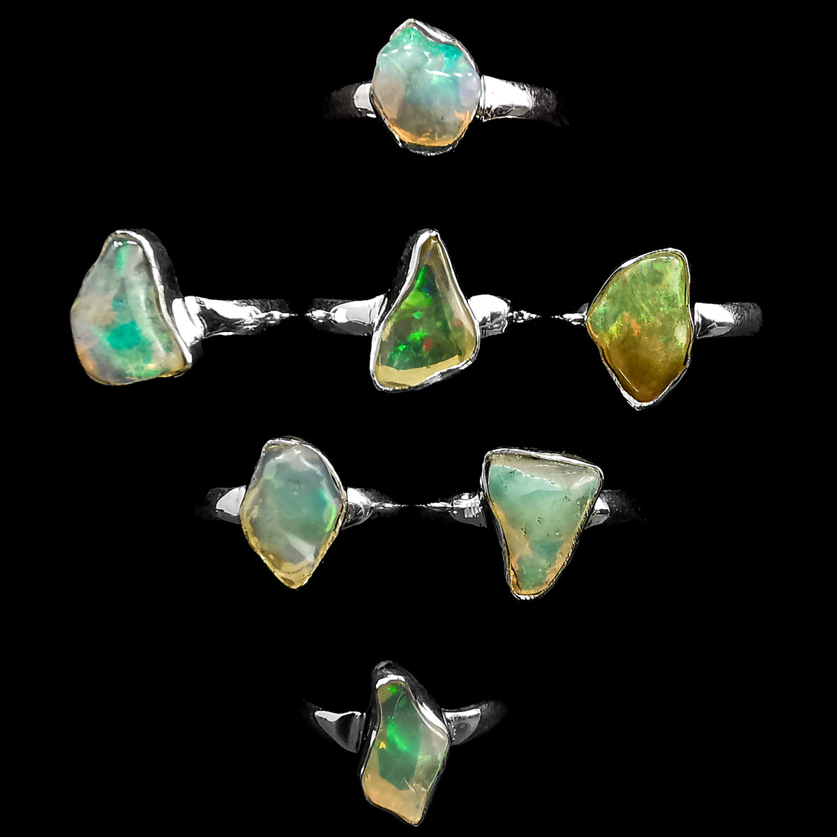 Opal Freeform ring in sterling silver with Ethiopian Opal.