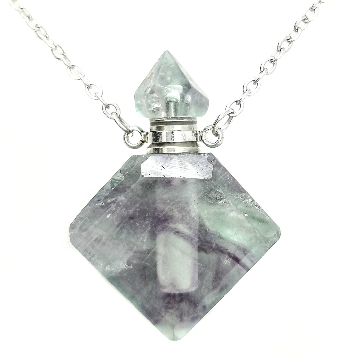 Perfume Bottle Diamond pendant with Amethyst.