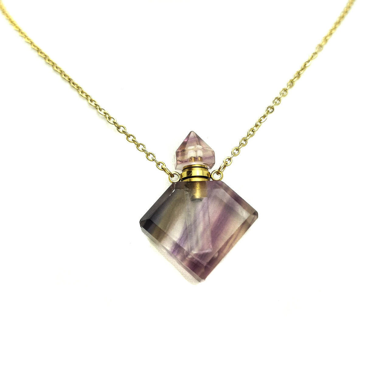 Perfume Bottle Diamond pendant with Amethyst.