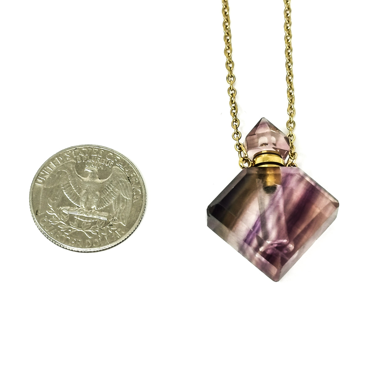 Perfume Bottle Diamond pendant with Amethyst.
