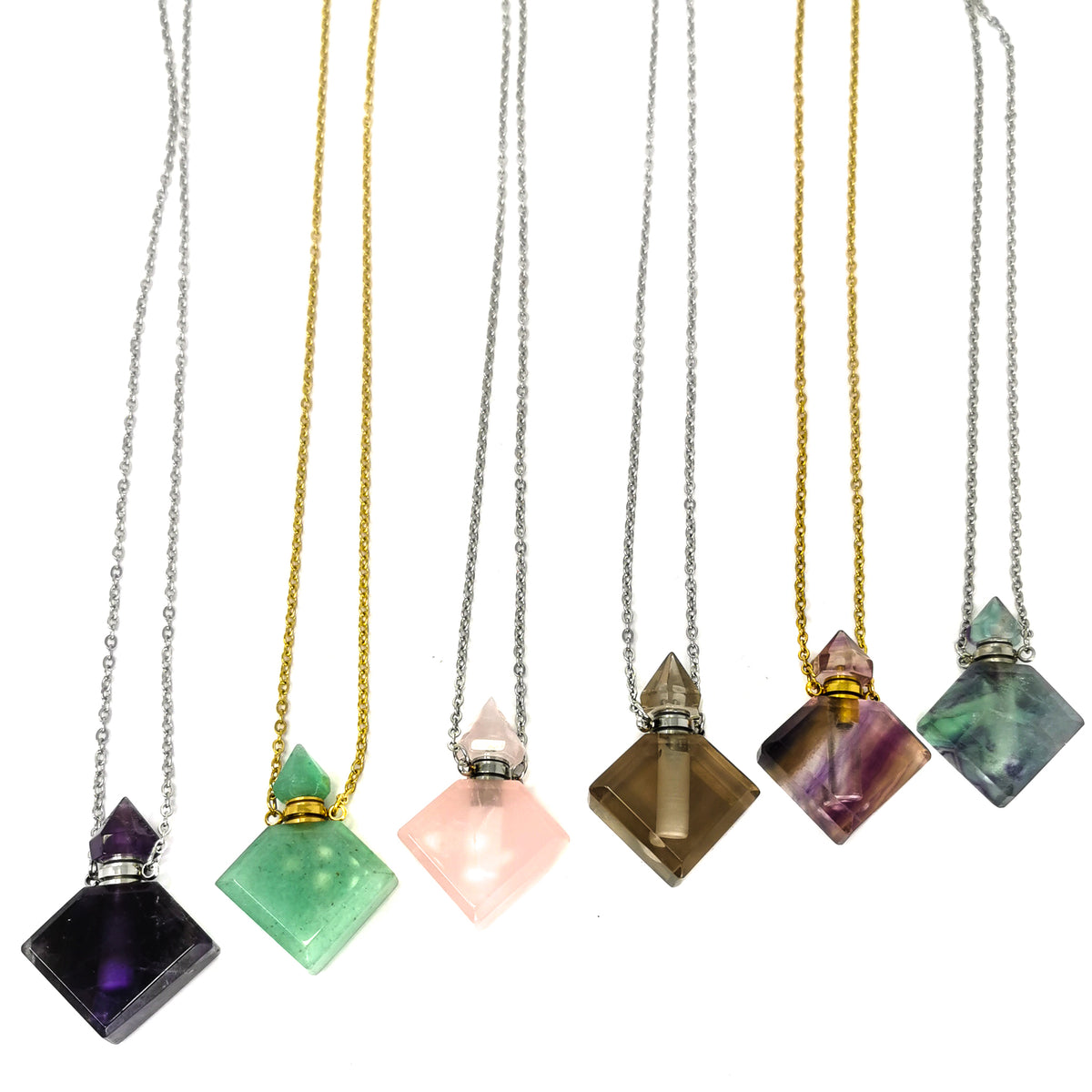 Perfume Bottle Diamond pendant with Amethyst.