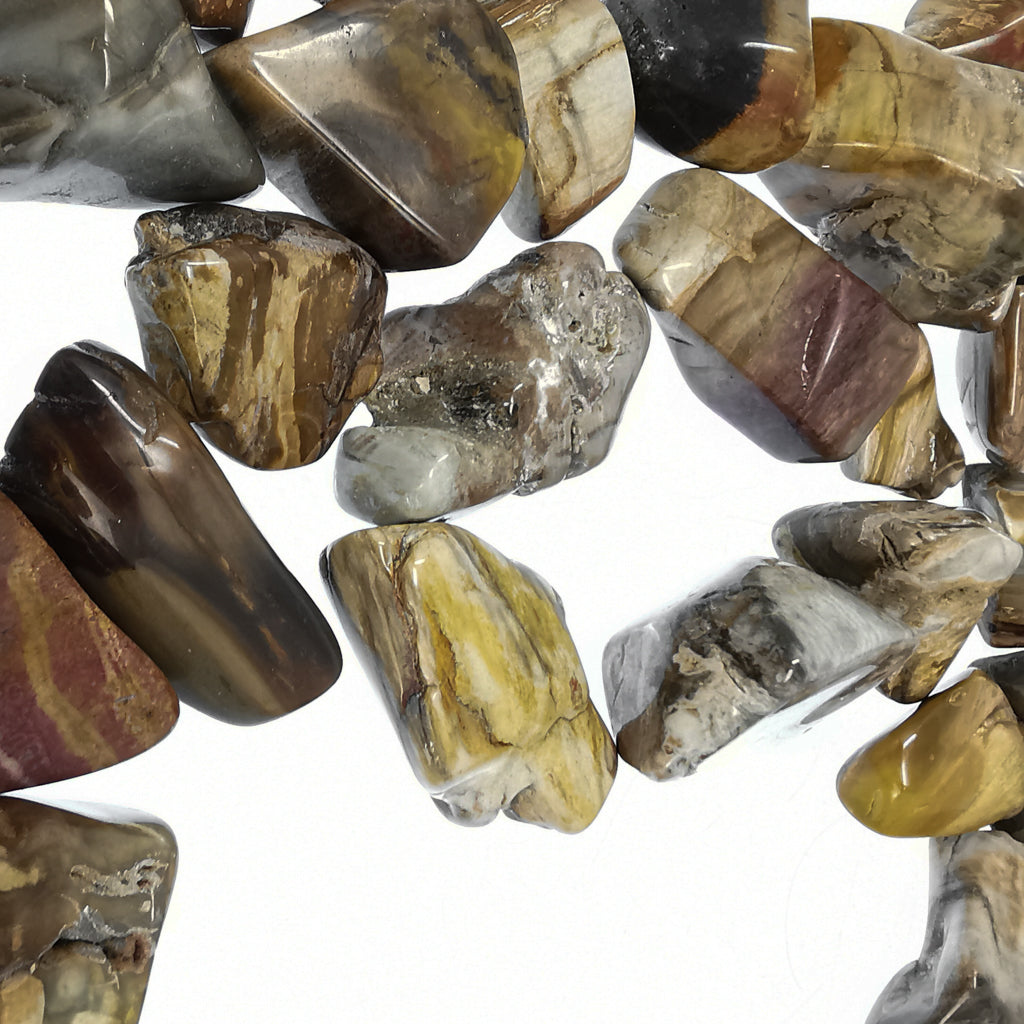 Petrified wood tumble from Ambilobe, Madagascar – tumbles, close view