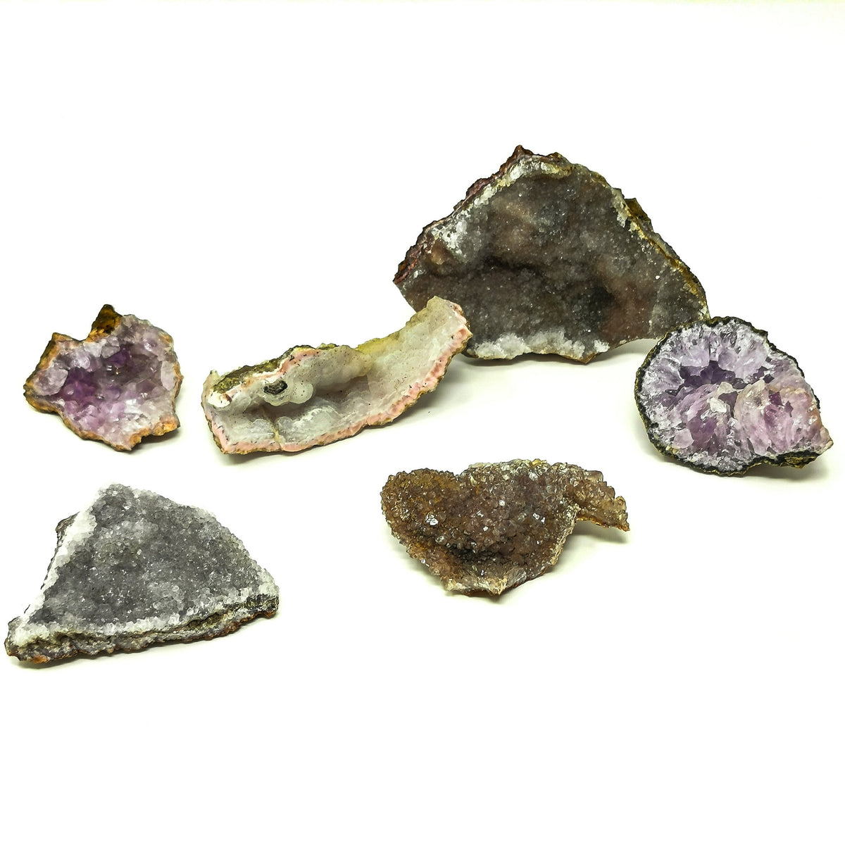 Pink amethyst plate from Morocco – group of plates